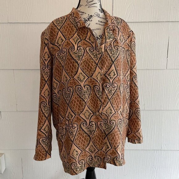 Vintage Bogari 100% Silk One Button Abstract Multi Color Blazer Women's S (C4) - Picture 1 of 12